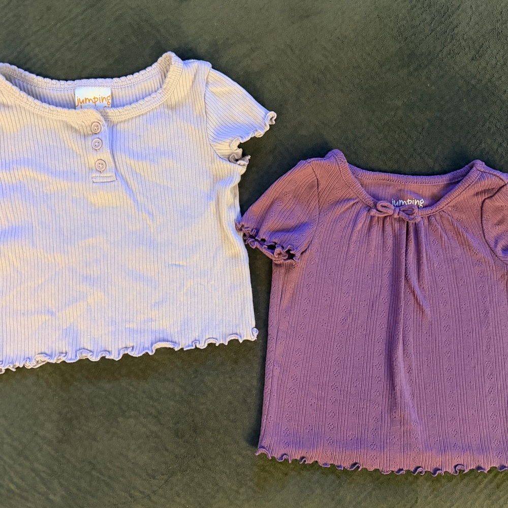 Jumping Beans Kids Ribbed Lavender and Light Lavender Short-Sleeve Tops
